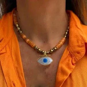 Beaded Stone Bohemian Necklace, Clavicle Zircon Necklace