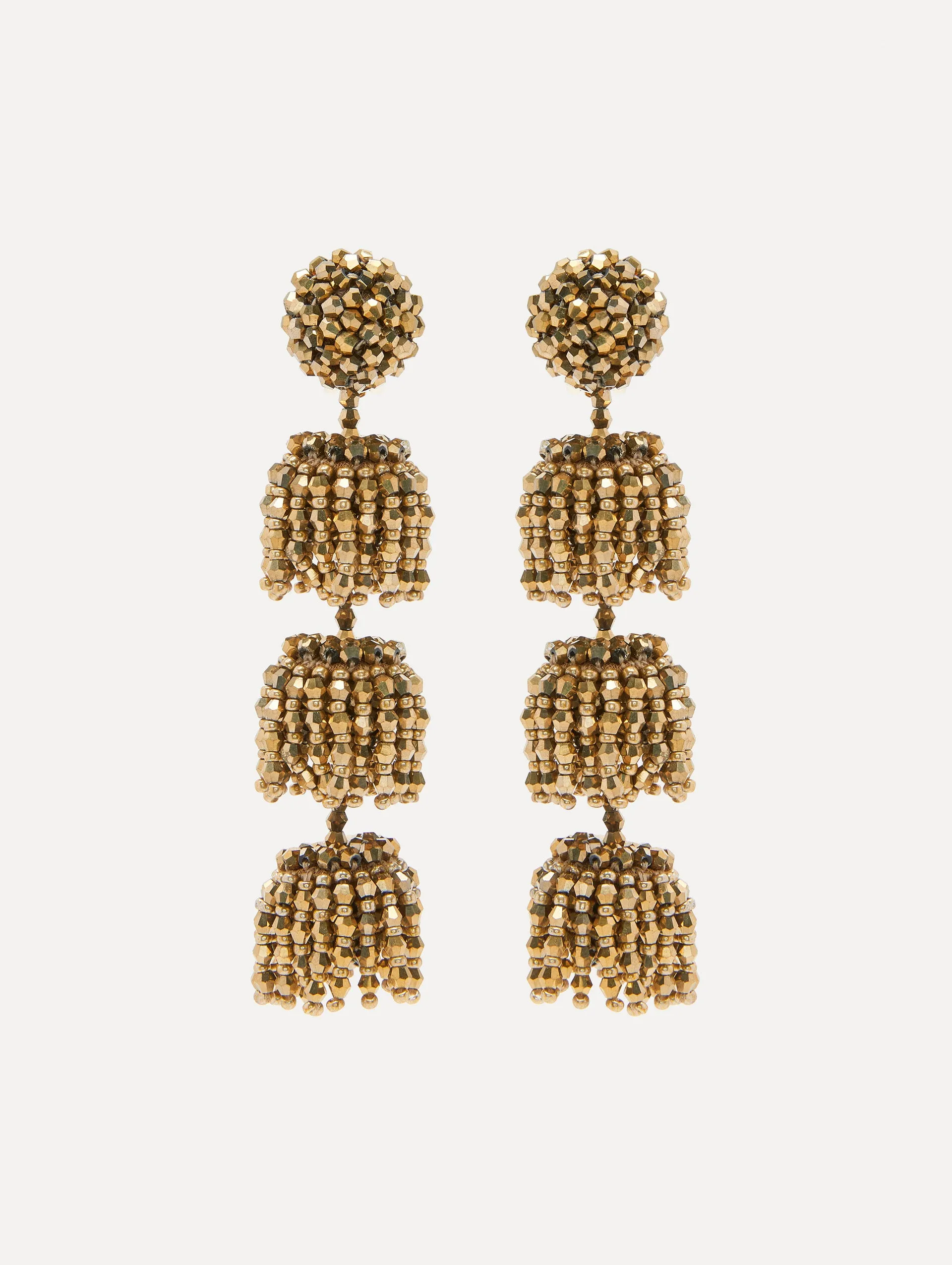 Beaded Triple Layer Clip-On Earrings