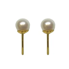 BecKids 14k Yellow Gold Pearl Stud Earrings, 5mm