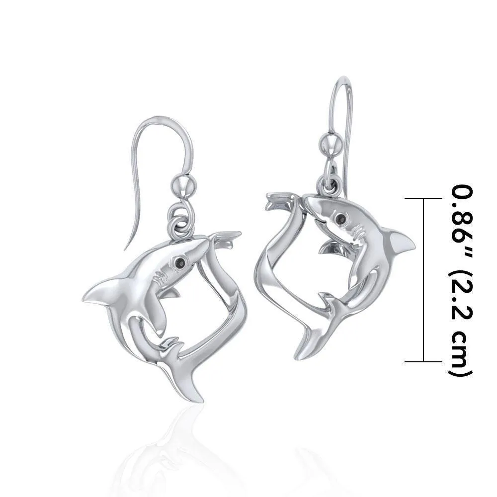 Big Eye Thresher Shark Sterling Silver With Gemstones Earrings TER1697