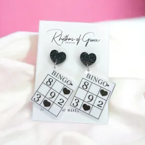 Bingo Earrings - Bingo Card, Handmade Earrings, Bingo Game, Handmade Jewelry, Bingo Jewelry, Bingo Accessories, Game Night, Game Earrings