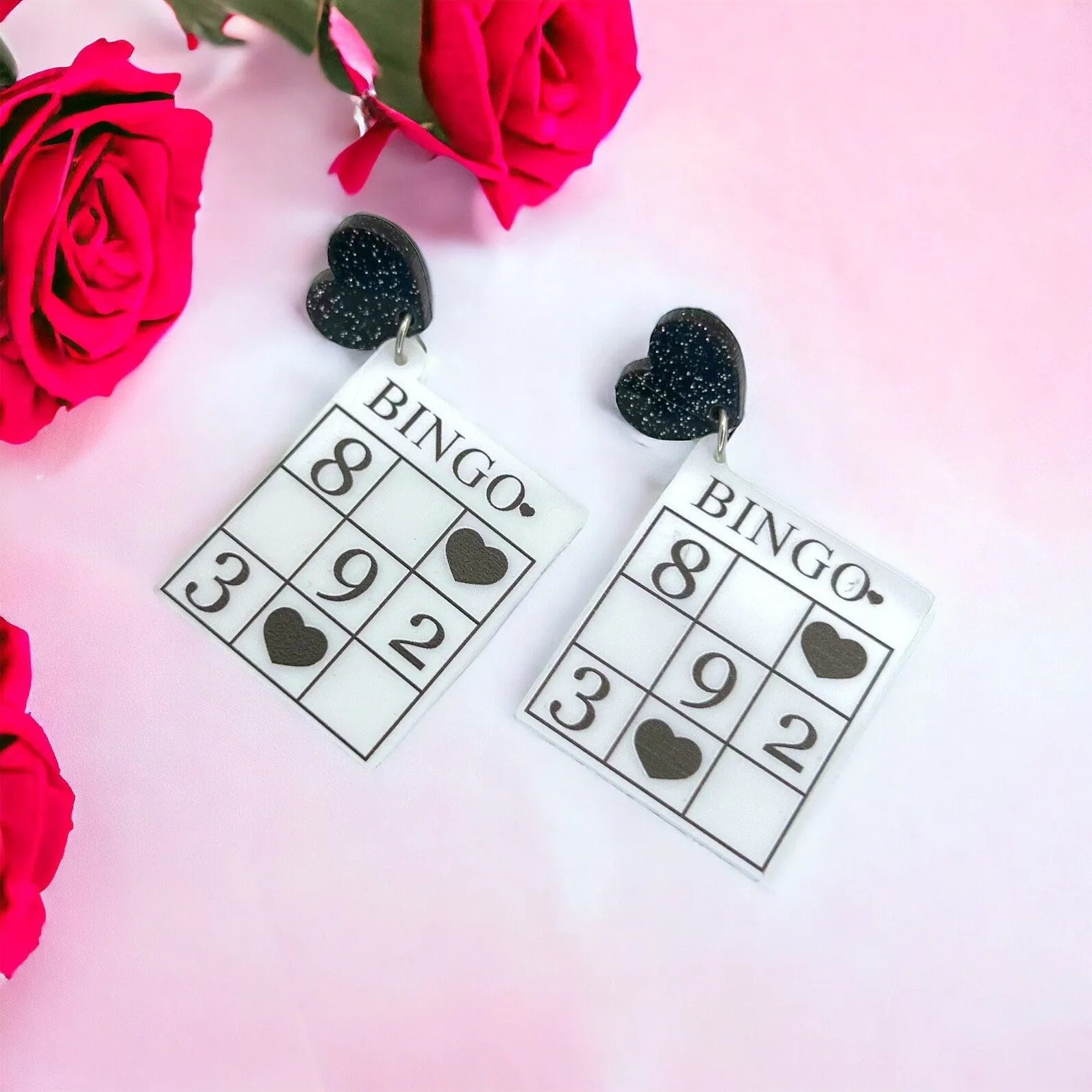 Bingo Earrings - Bingo Card, Handmade Earrings, Bingo Game, Handmade Jewelry, Bingo Jewelry, Bingo Accessories, Game Night, Game Earrings