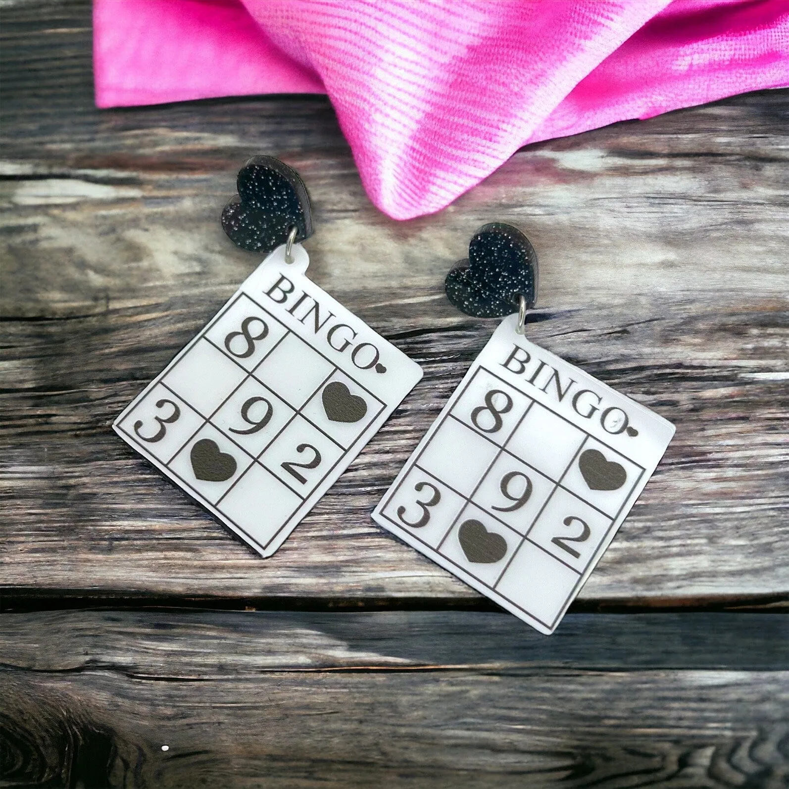 Bingo Earrings - Bingo Card, Handmade Earrings, Bingo Game, Handmade Jewelry, Bingo Jewelry, Bingo Accessories, Game Night, Game Earrings