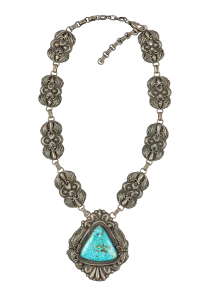 Birdseye Kingman Turquoise Silver Necklace