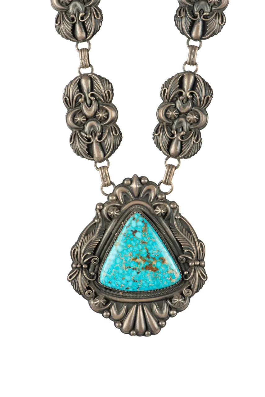 Birdseye Kingman Turquoise Silver Necklace