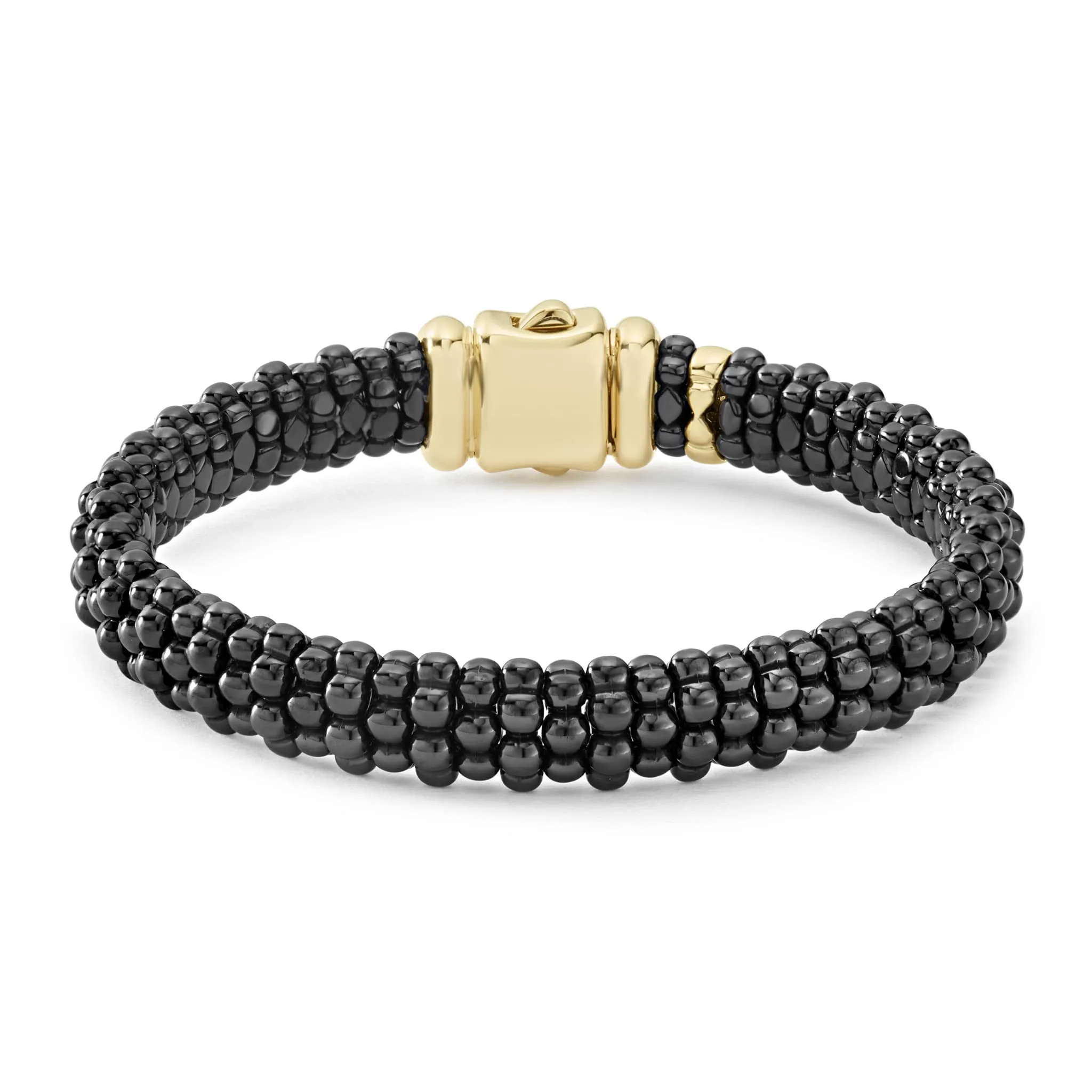 Black Caviar 18K Gold Black Ceramic Beaded Bracelet