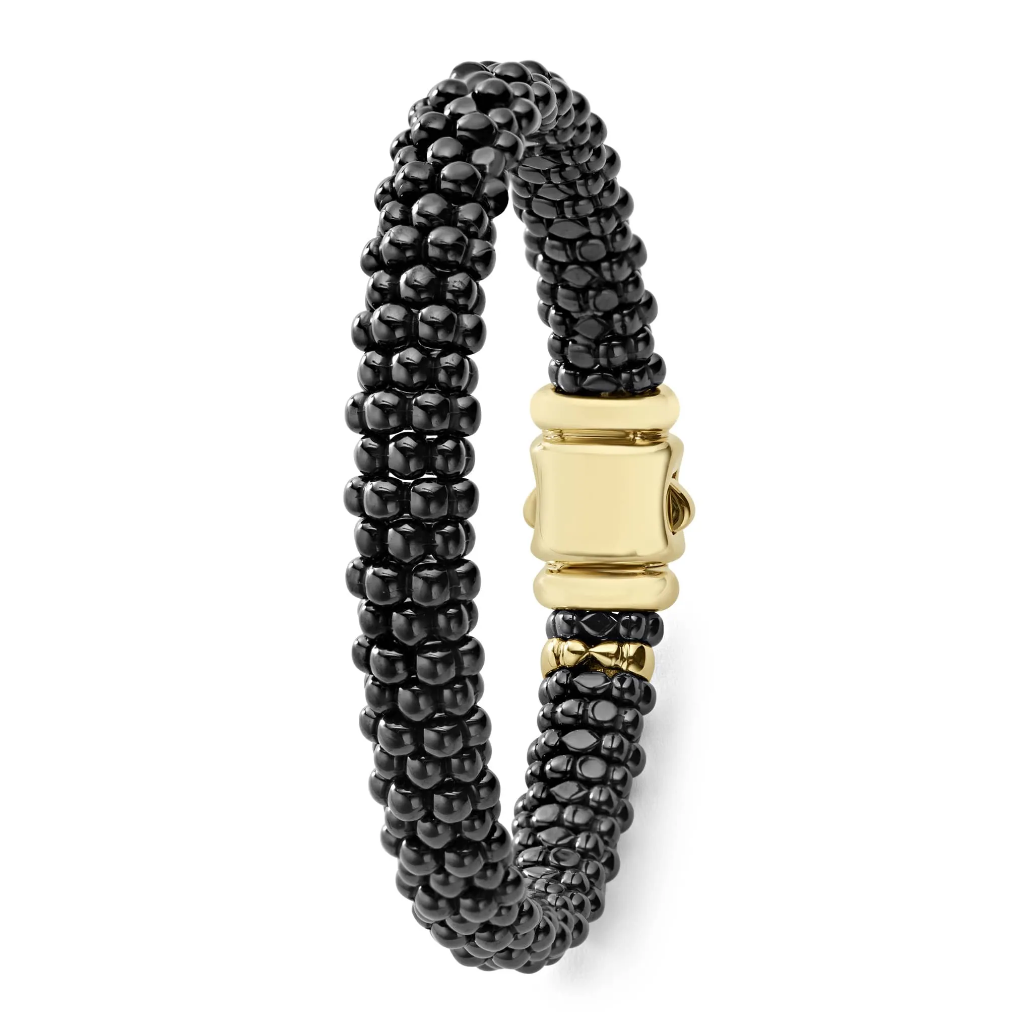 Black Caviar 18K Gold Black Ceramic Beaded Bracelet