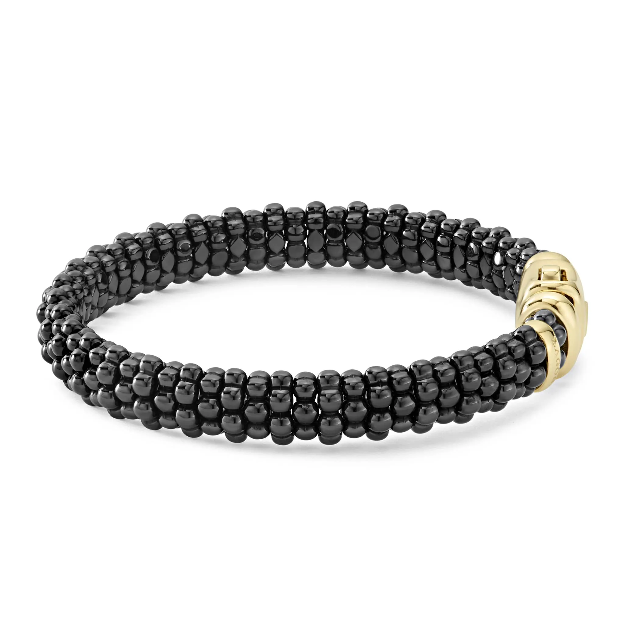 Black Caviar 18K Gold Black Ceramic Beaded Bracelet