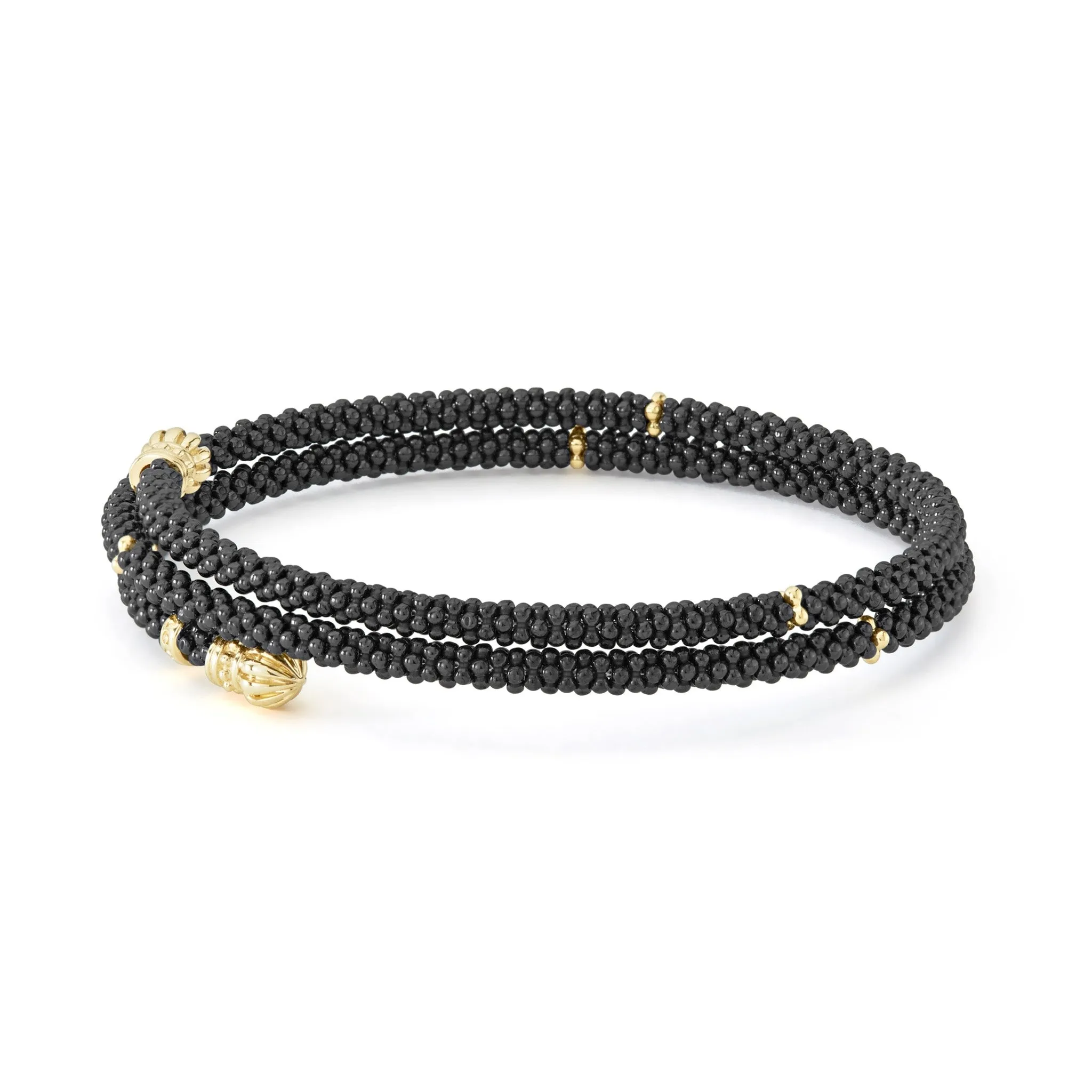 Black Caviar Ceramic Wrap Bracelet | 3mm