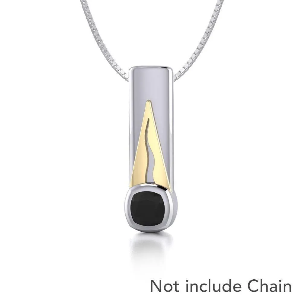 Black Magic Contemporary Silver & Gold Pendant MPD881