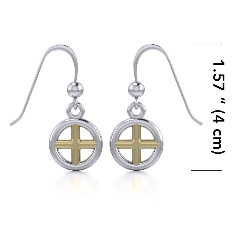 Black Magic Cross Silver & Gold Earrings MER417