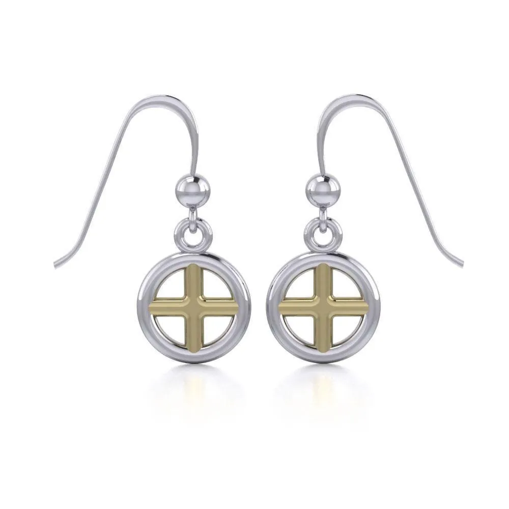 Black Magic Cross Silver & Gold Earrings MER417