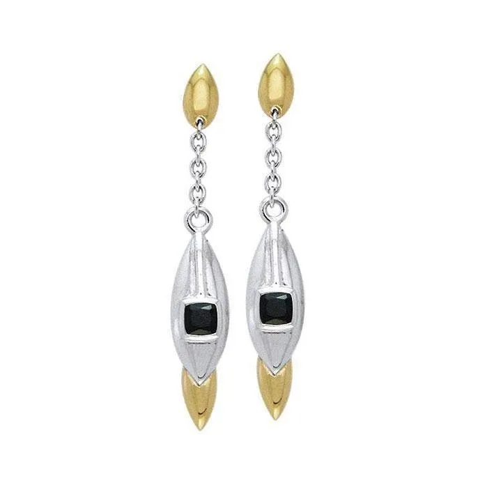 Black Magic Silver & Gold Pendant Earrings MER409