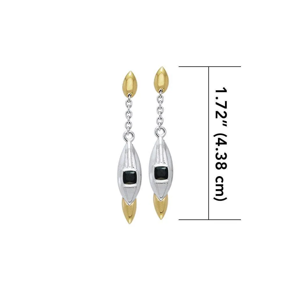 Black Magic Silver & Gold Pendant Earrings MER409