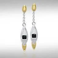 Black Magic Silver & Gold Pendant Earrings MER409