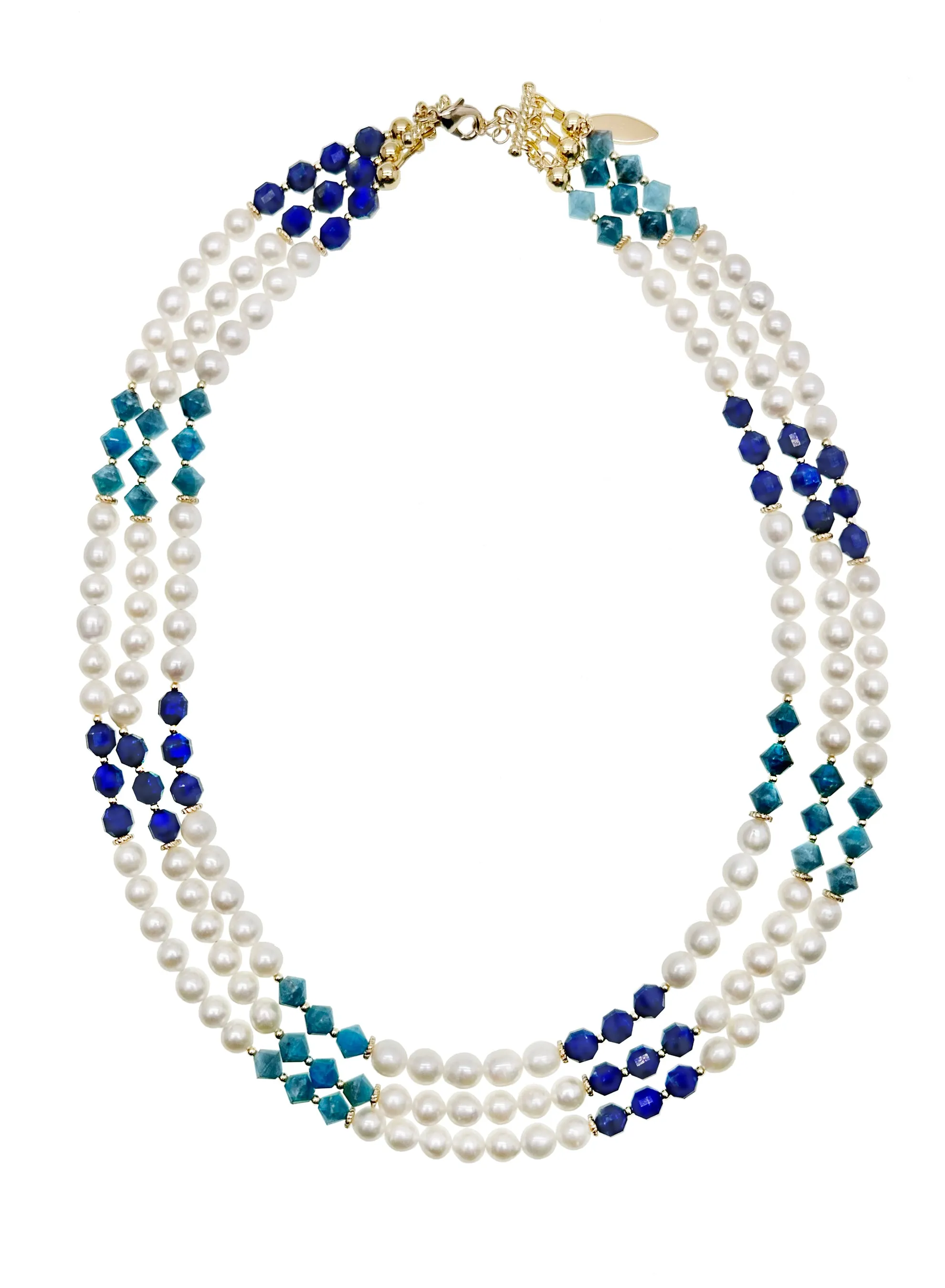 Blue Gemstone Multi-Strands Necklace KN011