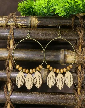 Bohemian Hoops with Wooden Beads and Feathers