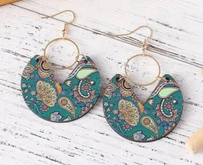 Bohemian Western Style Paisley Print Earrings