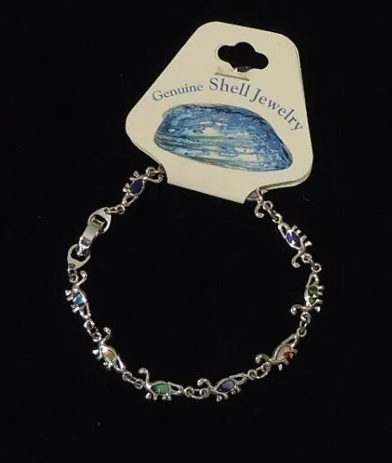 Brontosaurus Abalone Shell Inlayed Charm Bracelet 7 1/2 in -- New