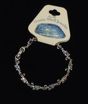 Brontosaurus Abalone Shell Inlayed Charm Bracelet 7 1/2 in -- New