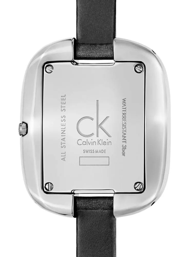 Calvin Klein Treasure Gray Cloth Leather Band Silver Dial Quartz Womens Watch K2E23626