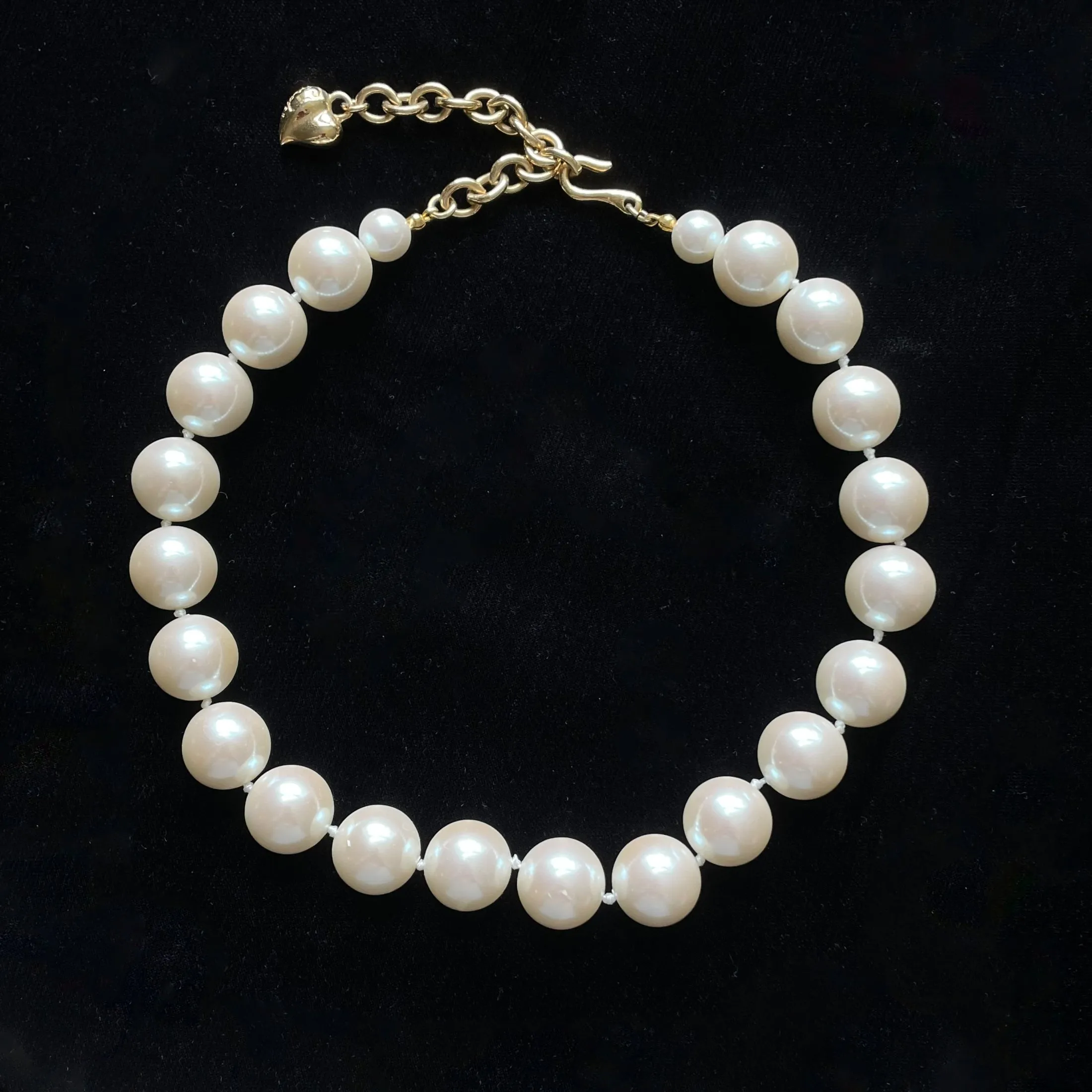 Carolee Vintage 90s Large Faux Pearls Choker Necklace, 16mm Faux Pearls 18"L