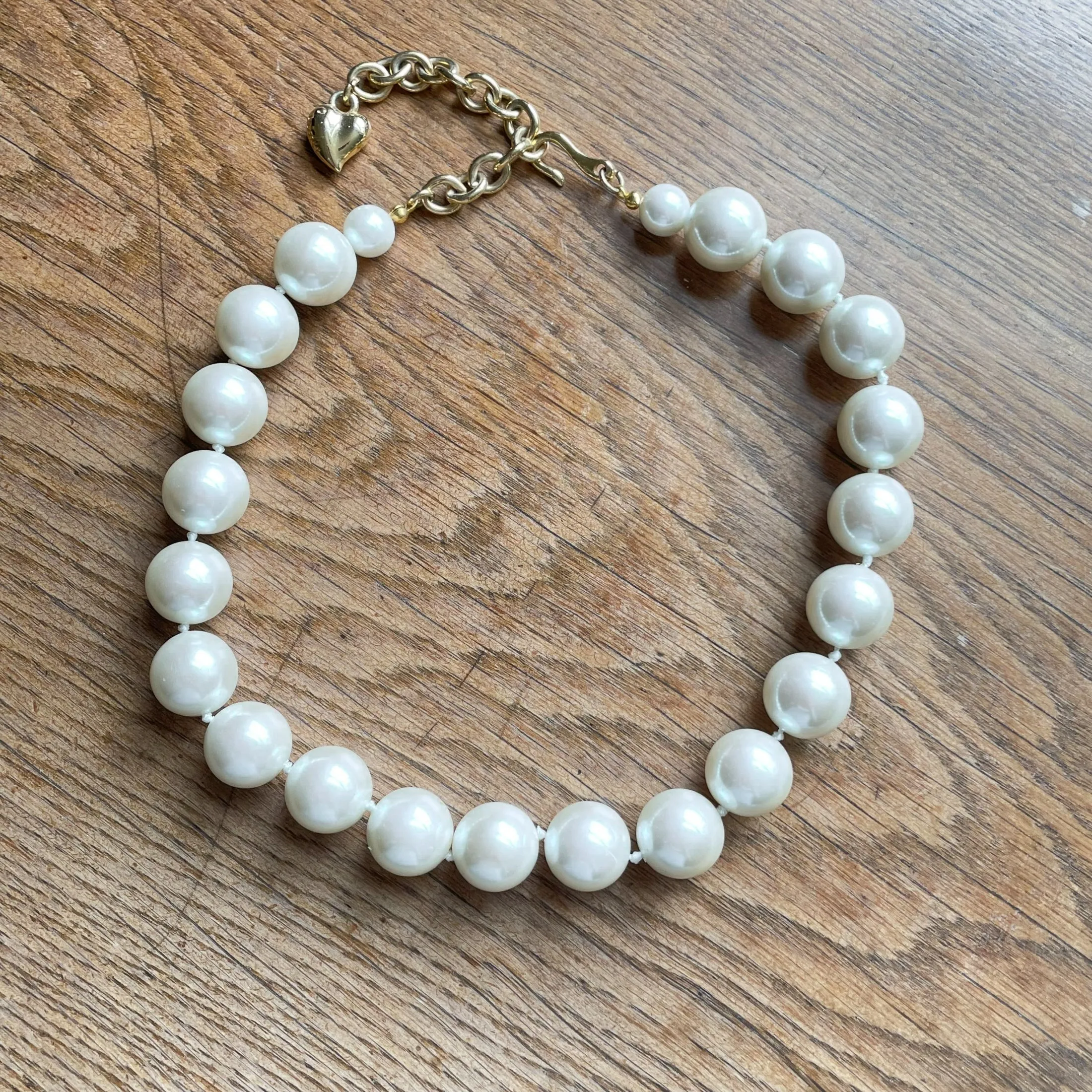 Carolee Vintage 90s Large Faux Pearls Choker Necklace, 16mm Faux Pearls 18"L