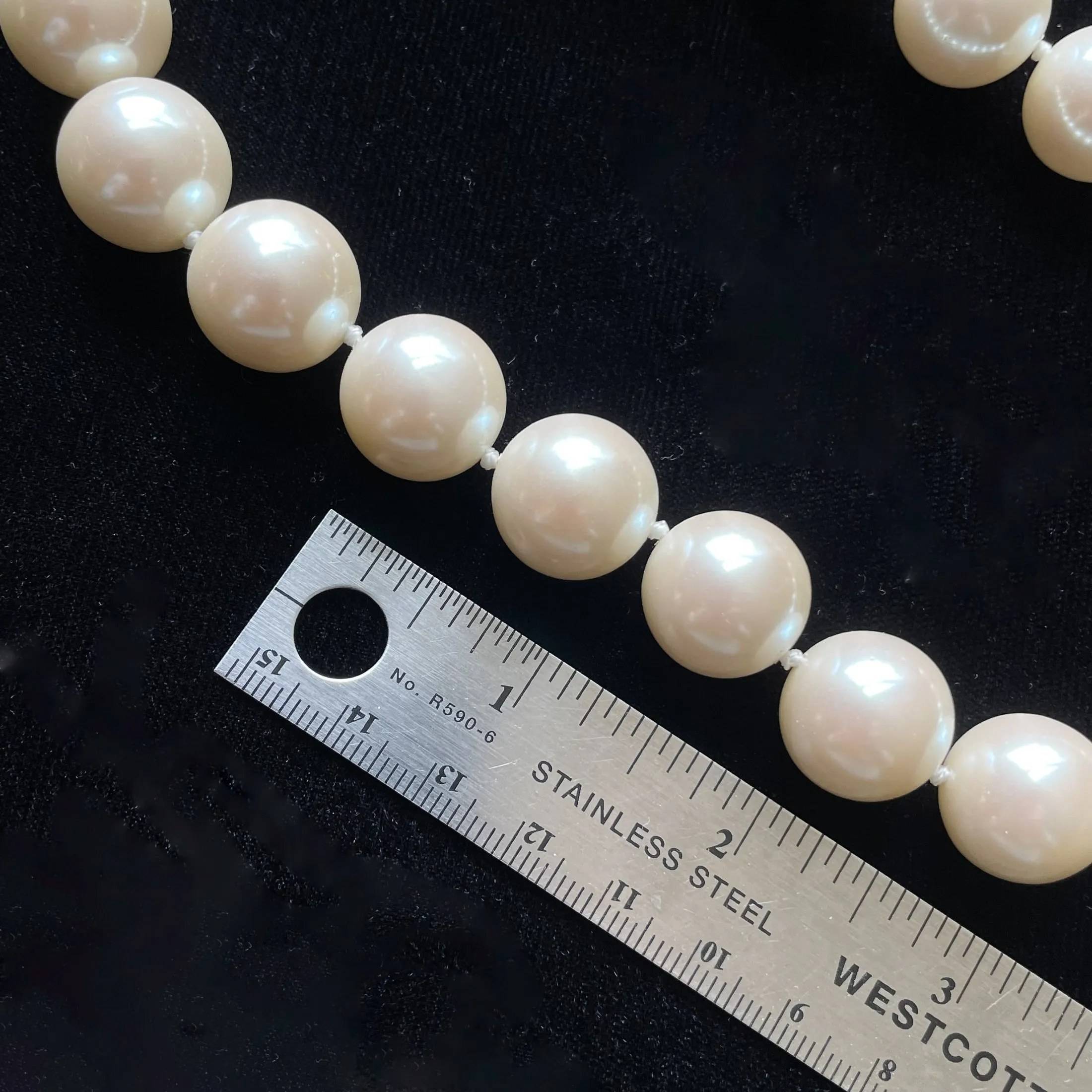 Carolee Vintage 90s Large Faux Pearls Choker Necklace, 16mm Faux Pearls 18"L