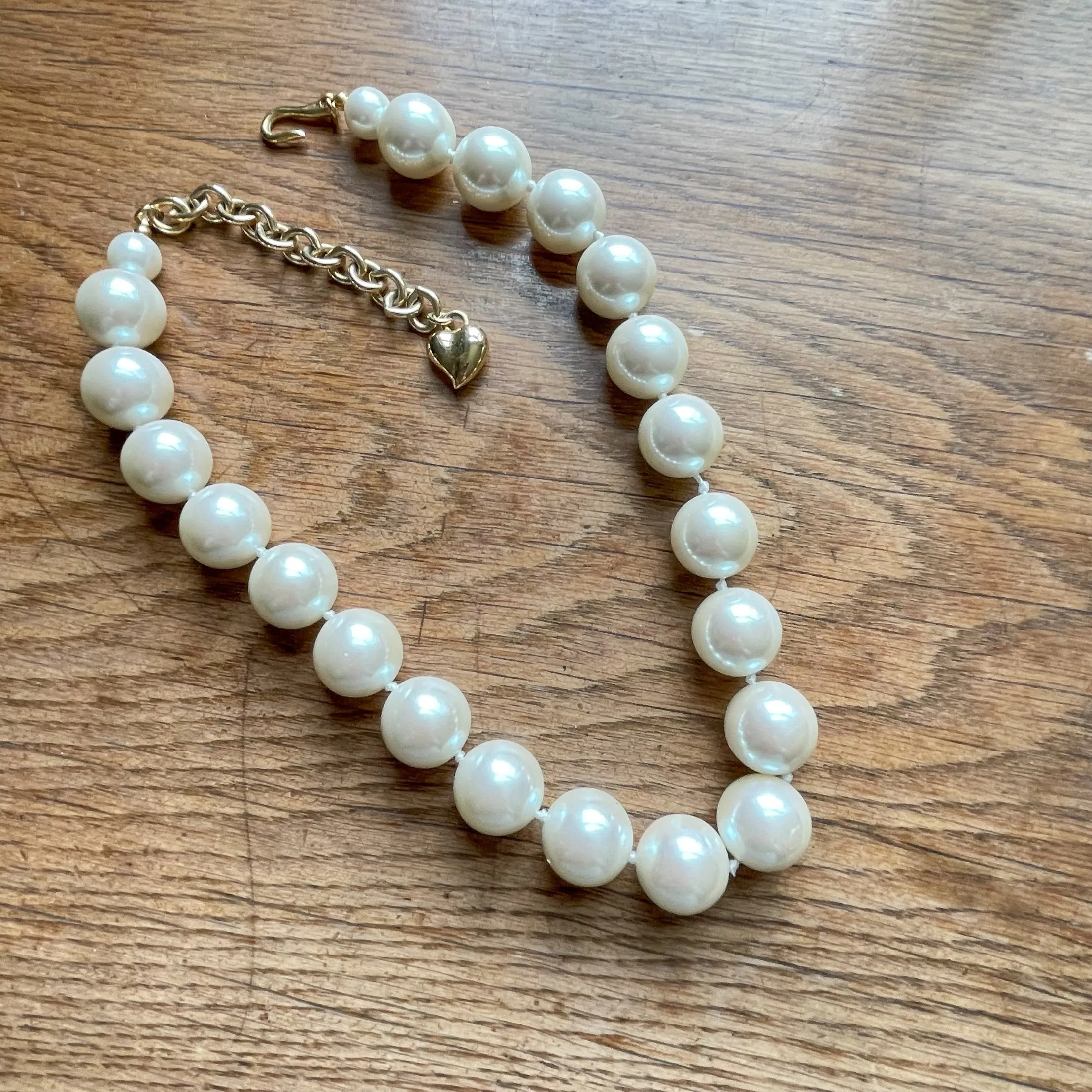 Carolee Vintage 90s Large Faux Pearls Choker Necklace, 16mm Faux Pearls 18"L