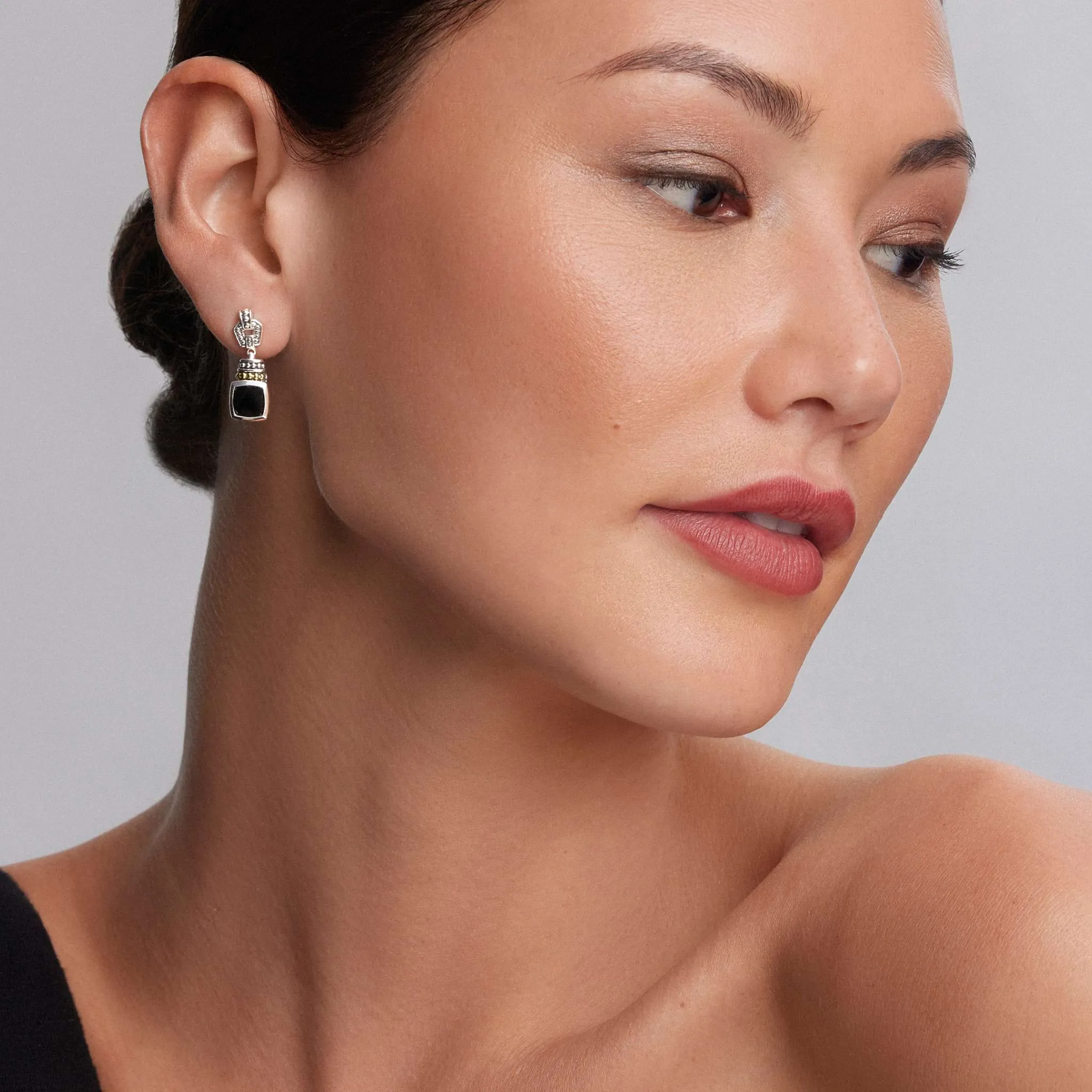 Caviar Color Onyx Drop Earrings