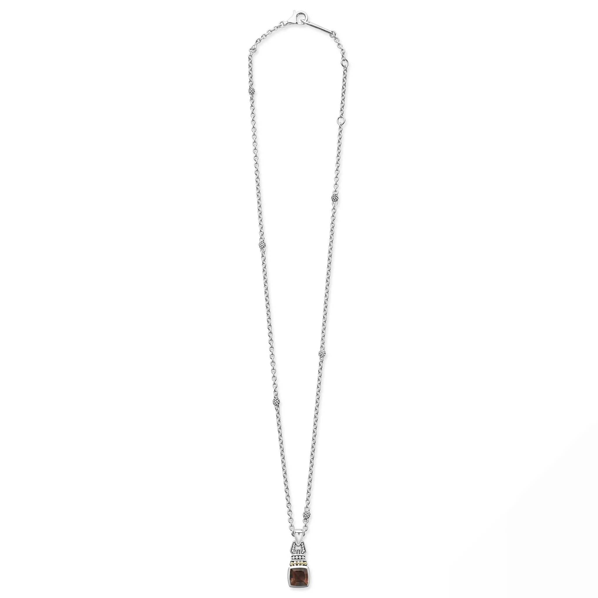 Caviar Color Smokey Quartz Gemstone Pendant Necklace