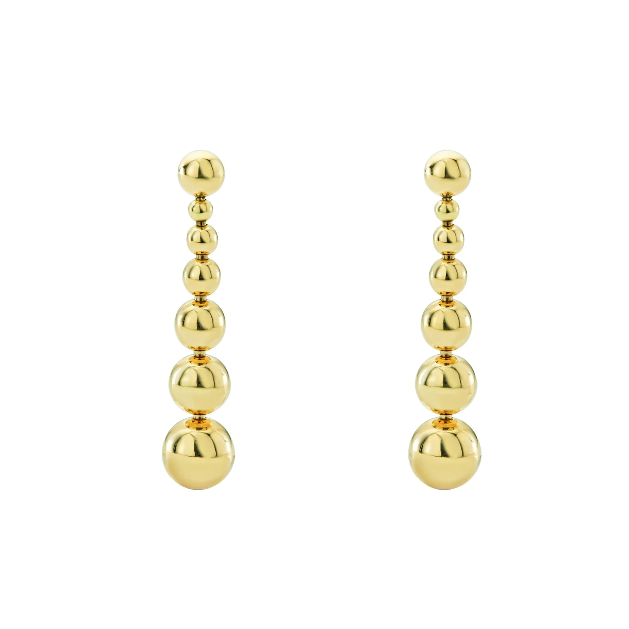 Caviar Gold Seven Graduated Bead Drop Earrings