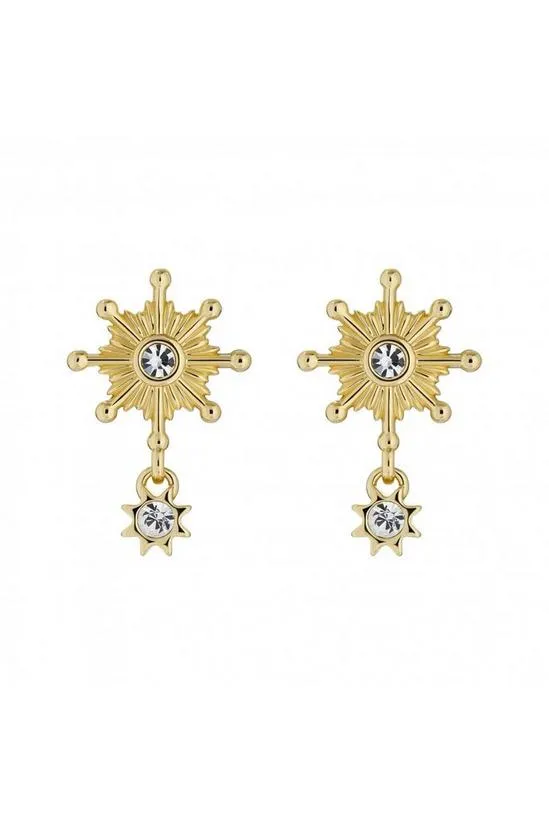 Celtis Celestial Crystal Star Drop Earring Gold