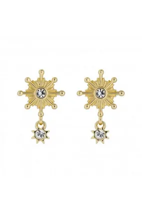 Celtis Celestial Crystal Star Drop Earring Gold