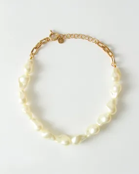 Chain Choker Glass Pearl Gold