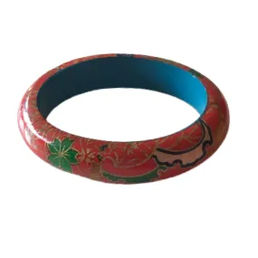 Chinoiserie Wooden Bangle Bracelet circa 1980s