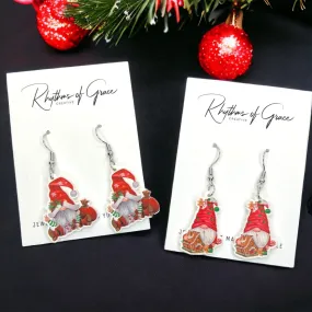 Christmas Gnome Earrings - Christmas Earrings, Garden Gnome, Christmas Gnomes, Christmas Jewelry, Handmade Earrings, Holiday Gnome, Elf