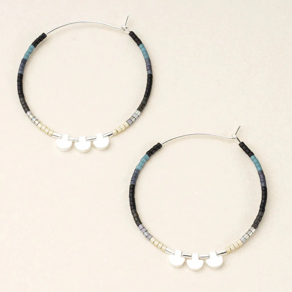 Chromacolor Miyuki Large Hoop - Black Multi/Silver