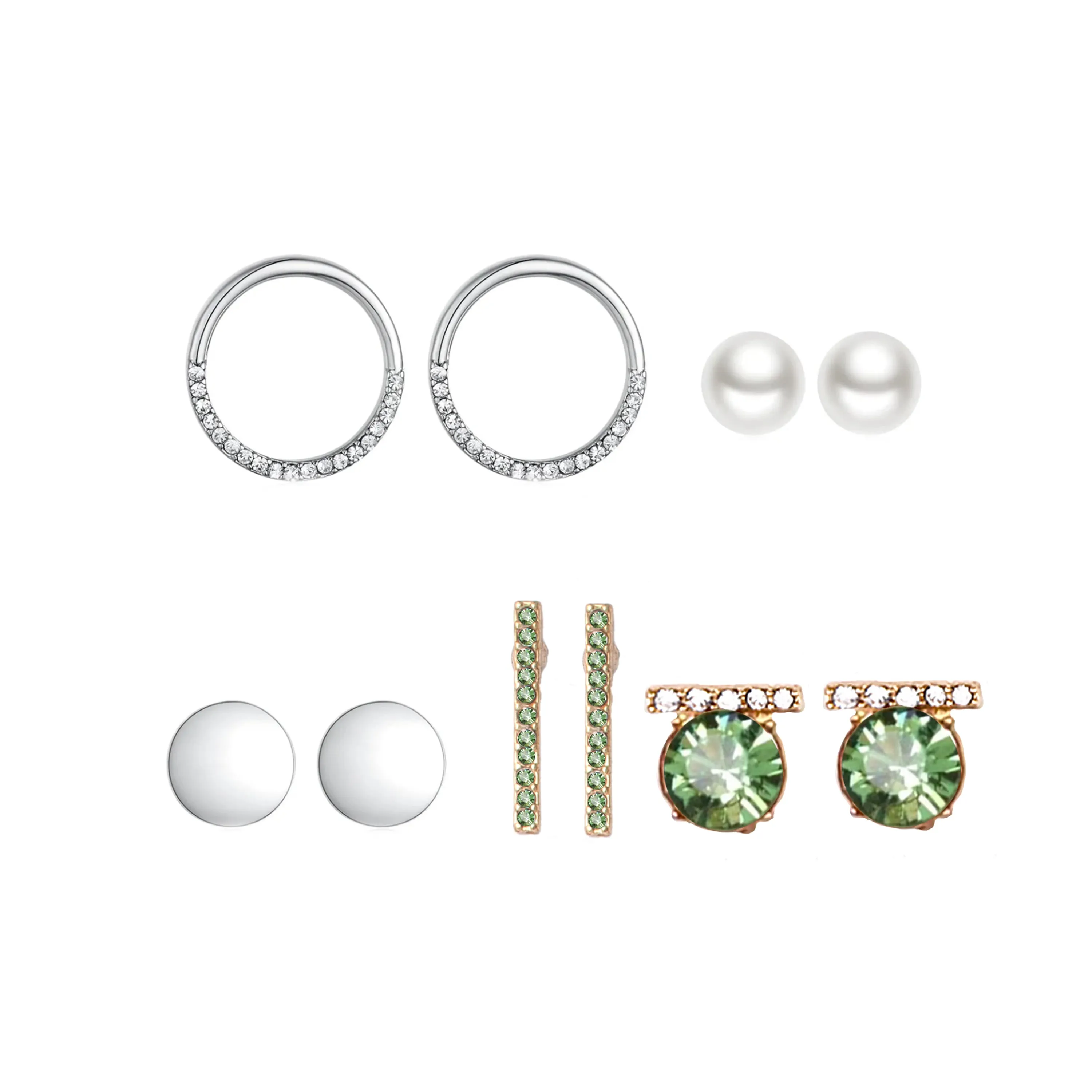 Chrysolite Green & Gold Earring Set