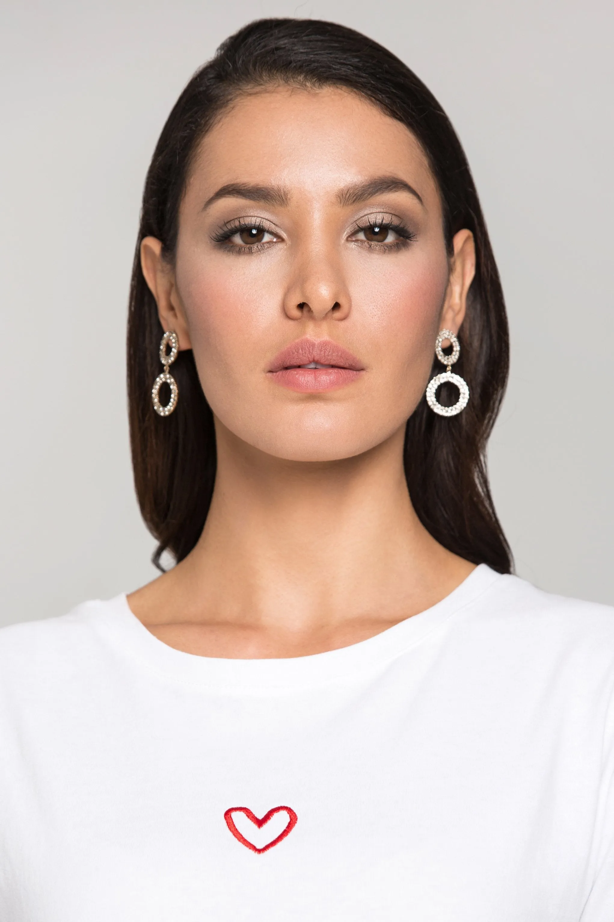 Circle Studded Drop Earrings