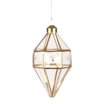 Clear Drop Ornament w/ Antique Gold