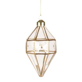 Clear Drop Ornament w/ Antique Gold