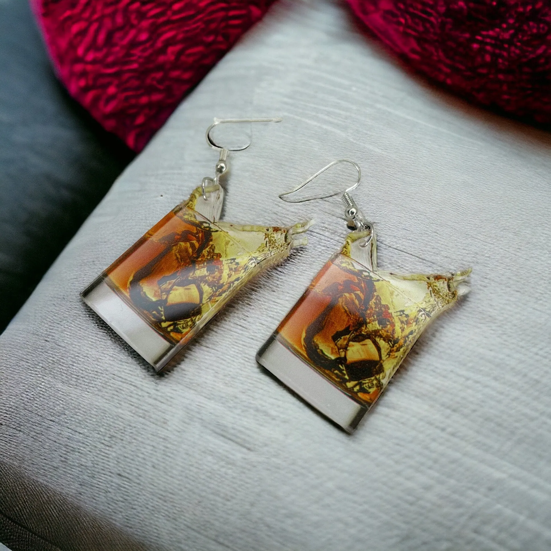 Cocktail Earrings - Rum and Coke, Handmade Earrings, Happy Hour, Handmade Earrings, Drink Earrings, Whiskey, Scotch, Bartender Earrings