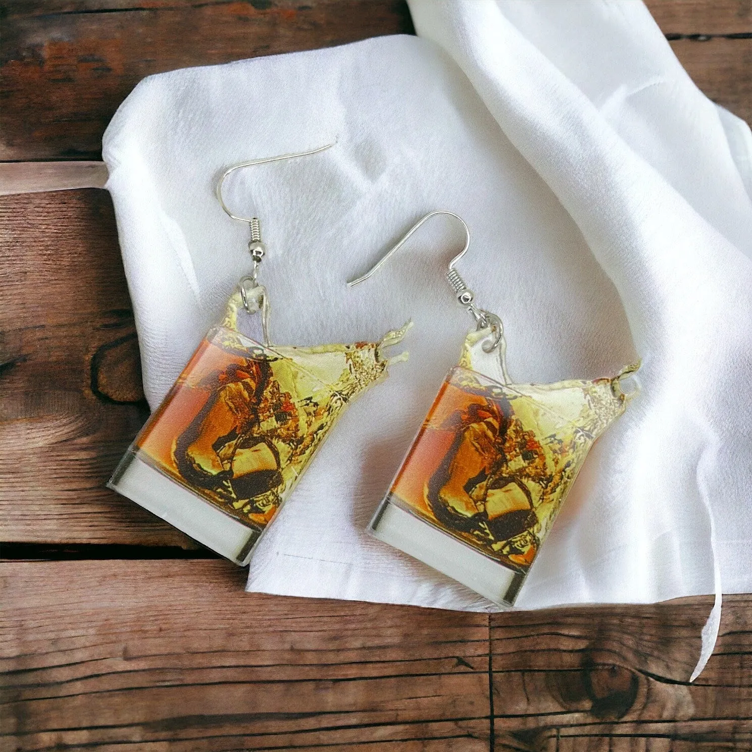 Cocktail Earrings - Rum and Coke, Handmade Earrings, Happy Hour, Handmade Earrings, Drink Earrings, Whiskey, Scotch, Bartender Earrings