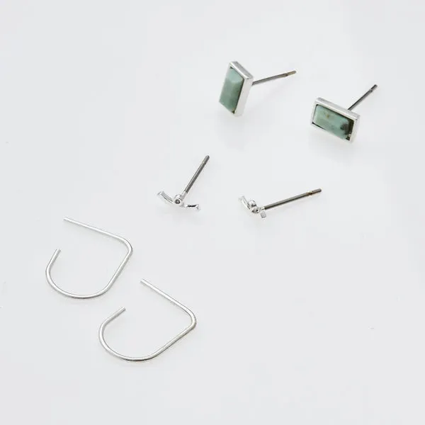 Courtney Stud Earring Trio - Silver