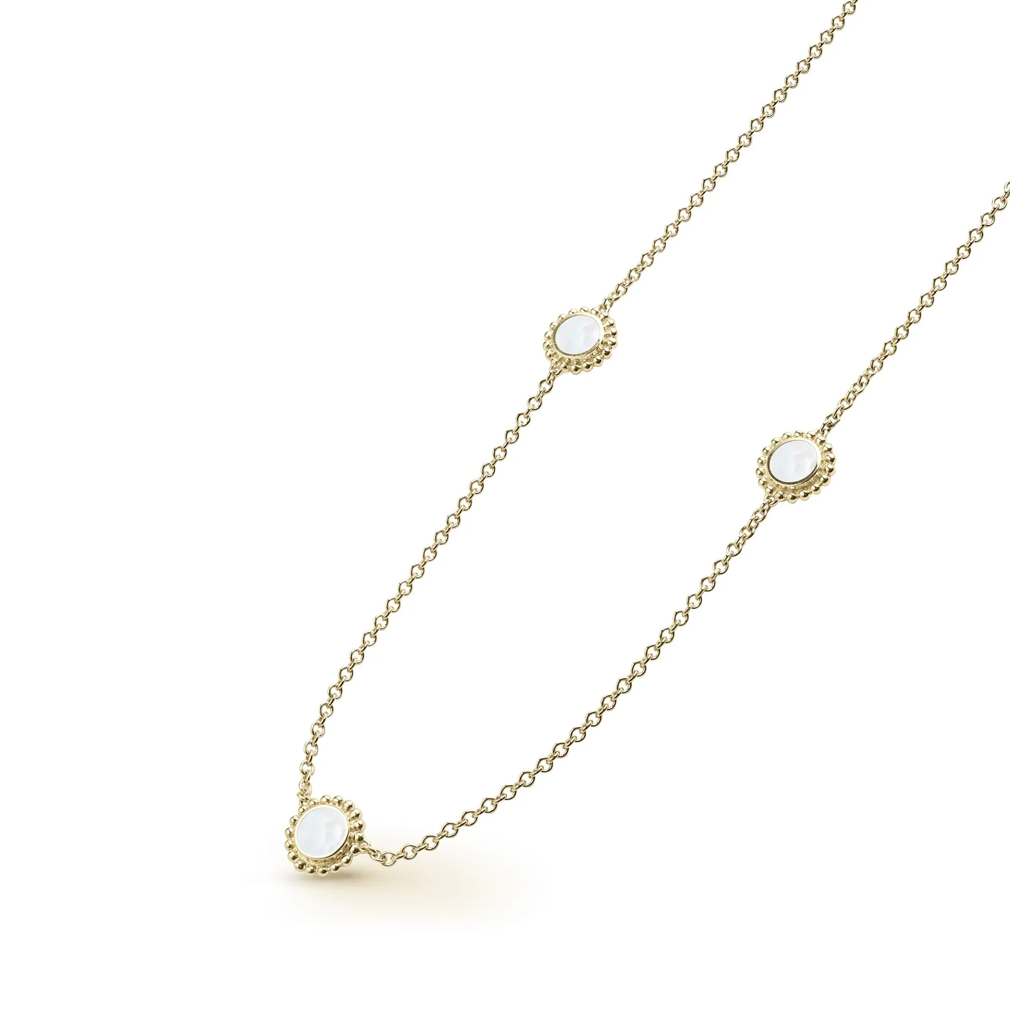 Covet Three Station Round Mother of Pearl Necklace