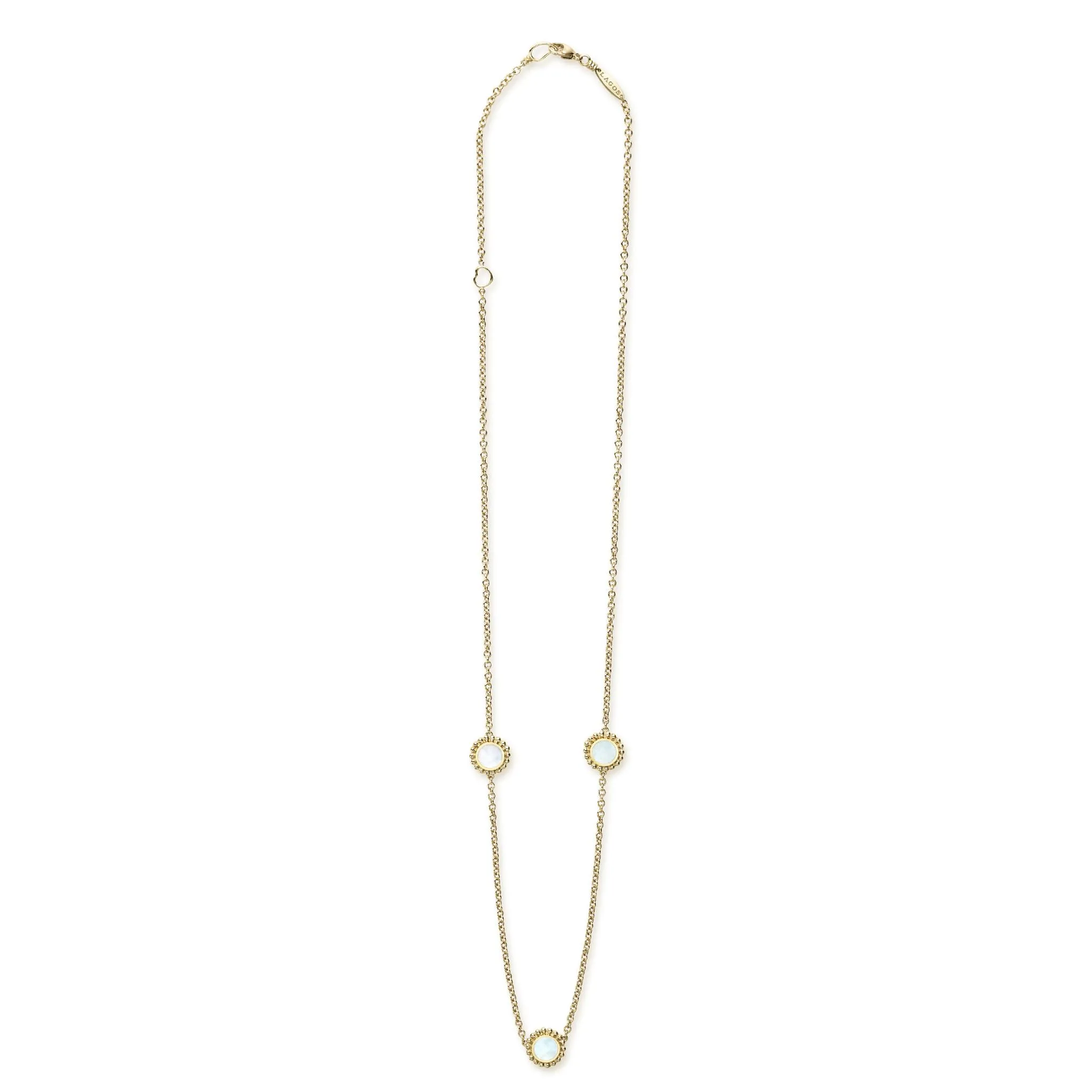 Covet Three Station Round Mother of Pearl Necklace