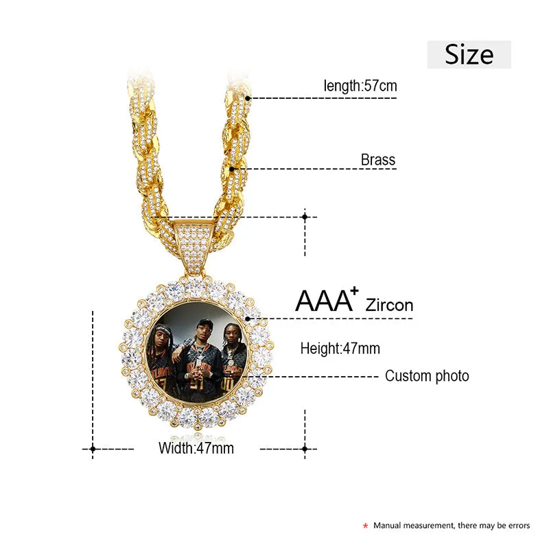 Custom Photo Medallion Necklace - With Big Rope Chain