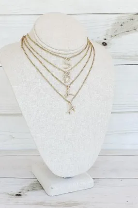 DAINTY CHAIN NECKLACE | RHINESTONE INITIAL