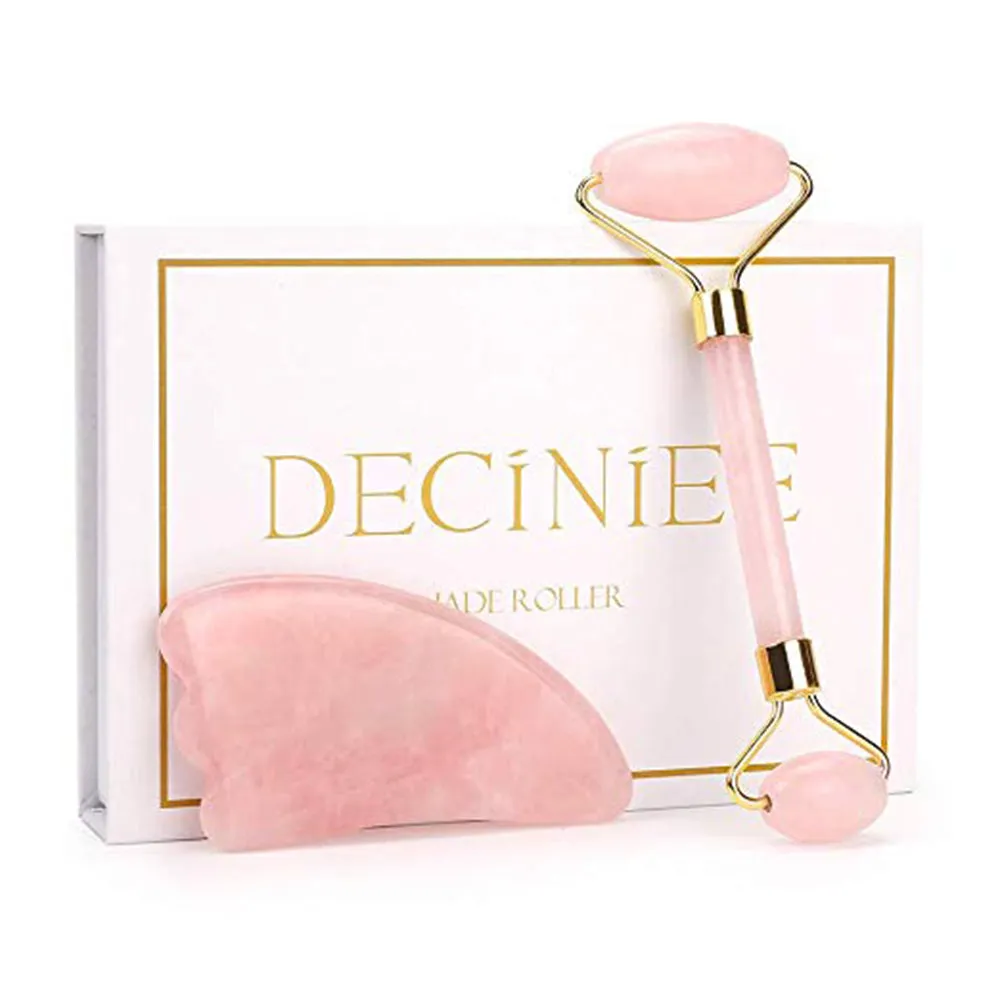 Deciniee Jade Roller & Gual Sha Set - A Real Rose Quartz Roller